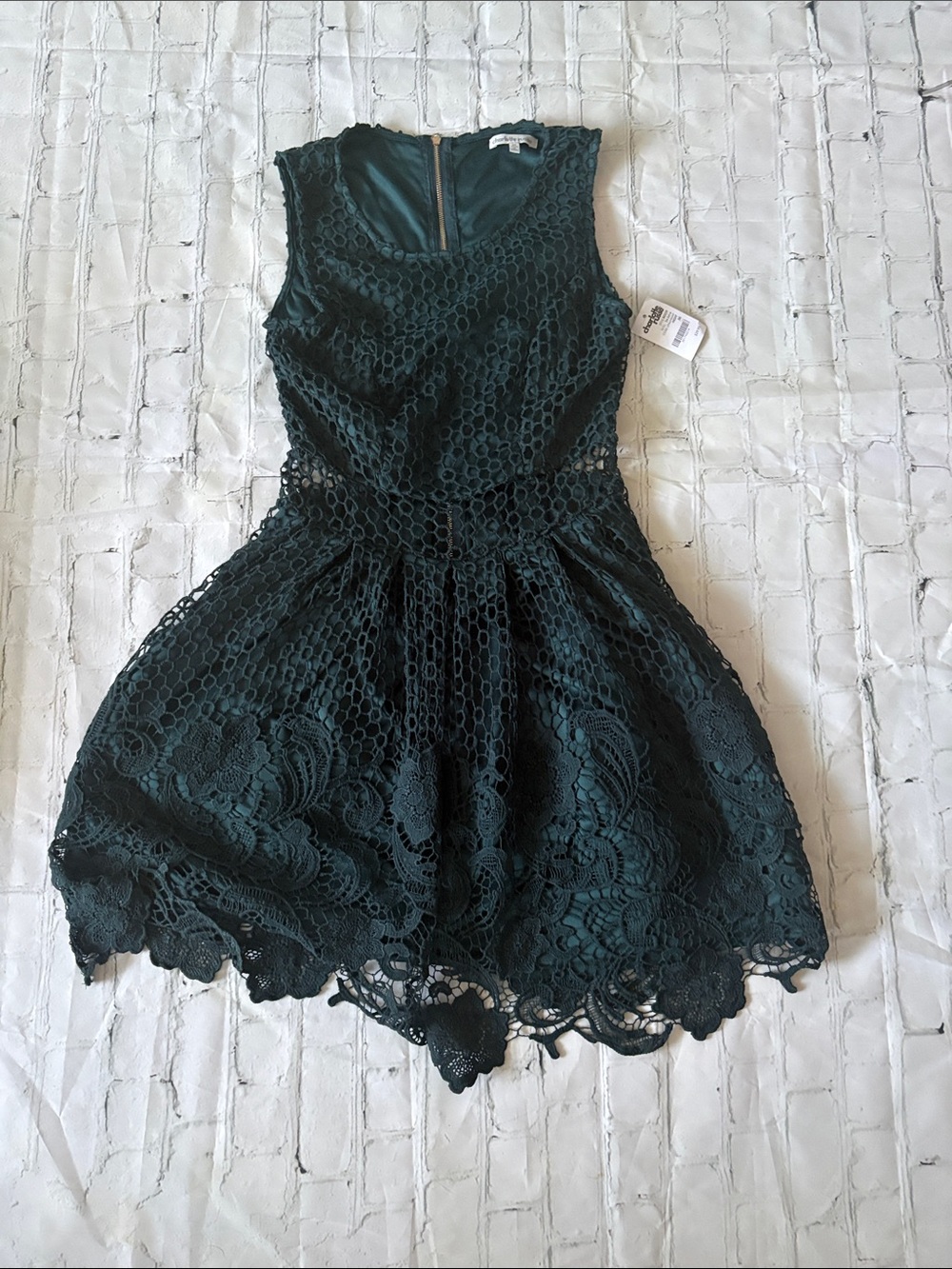 Hunter Green Lace Fit & Flare Dress